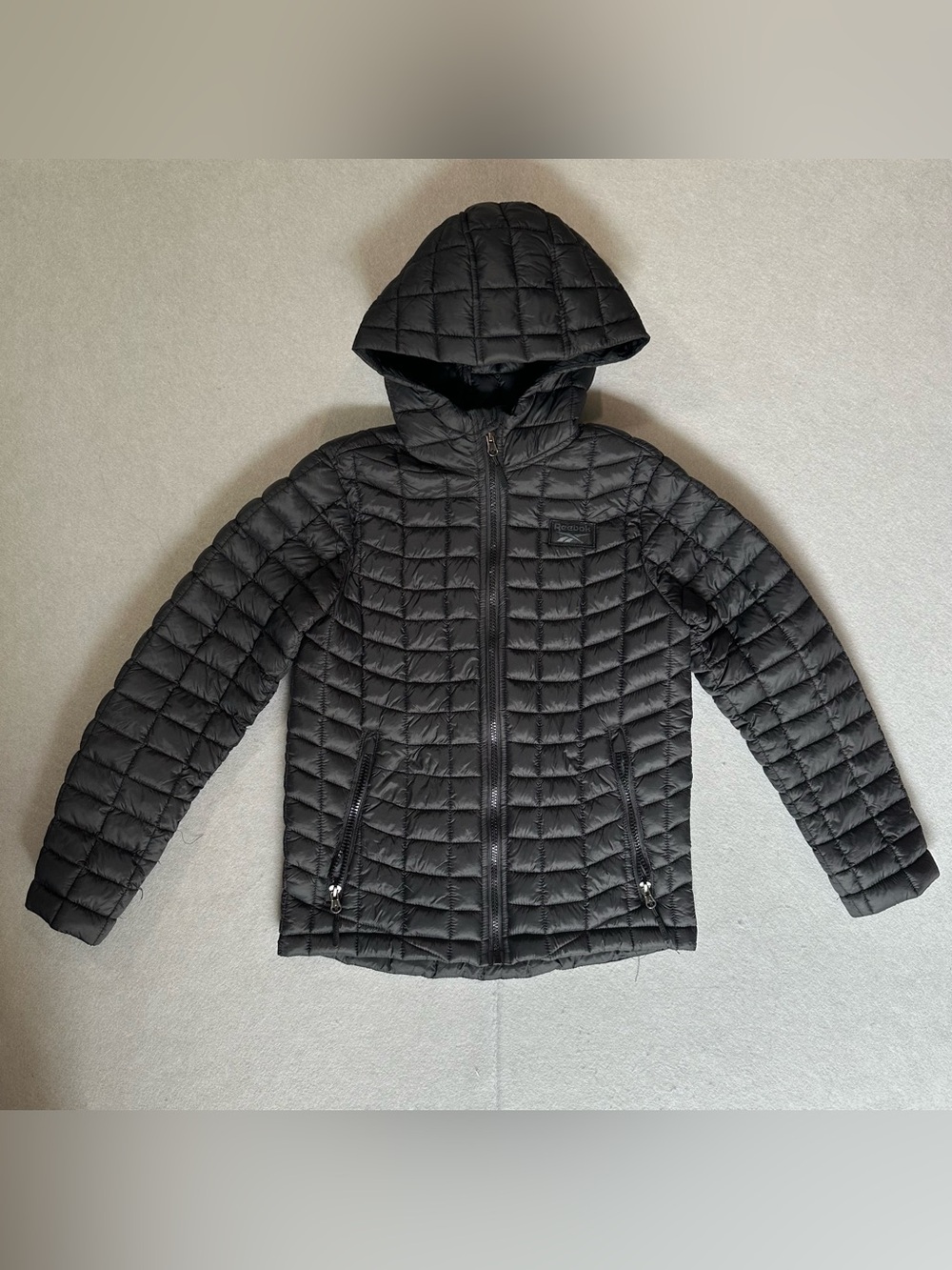 Reebok Men’s Black Hooded Quilted Puffer Jacket